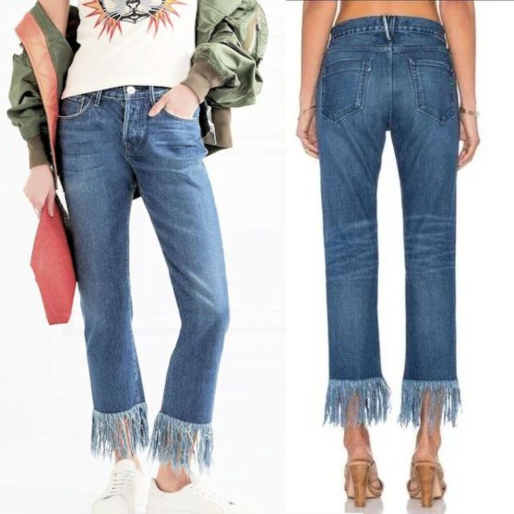 Revolve 3x1 High Rise Jeans Fringe Kick Flare Lima Denim Cropped Size 26